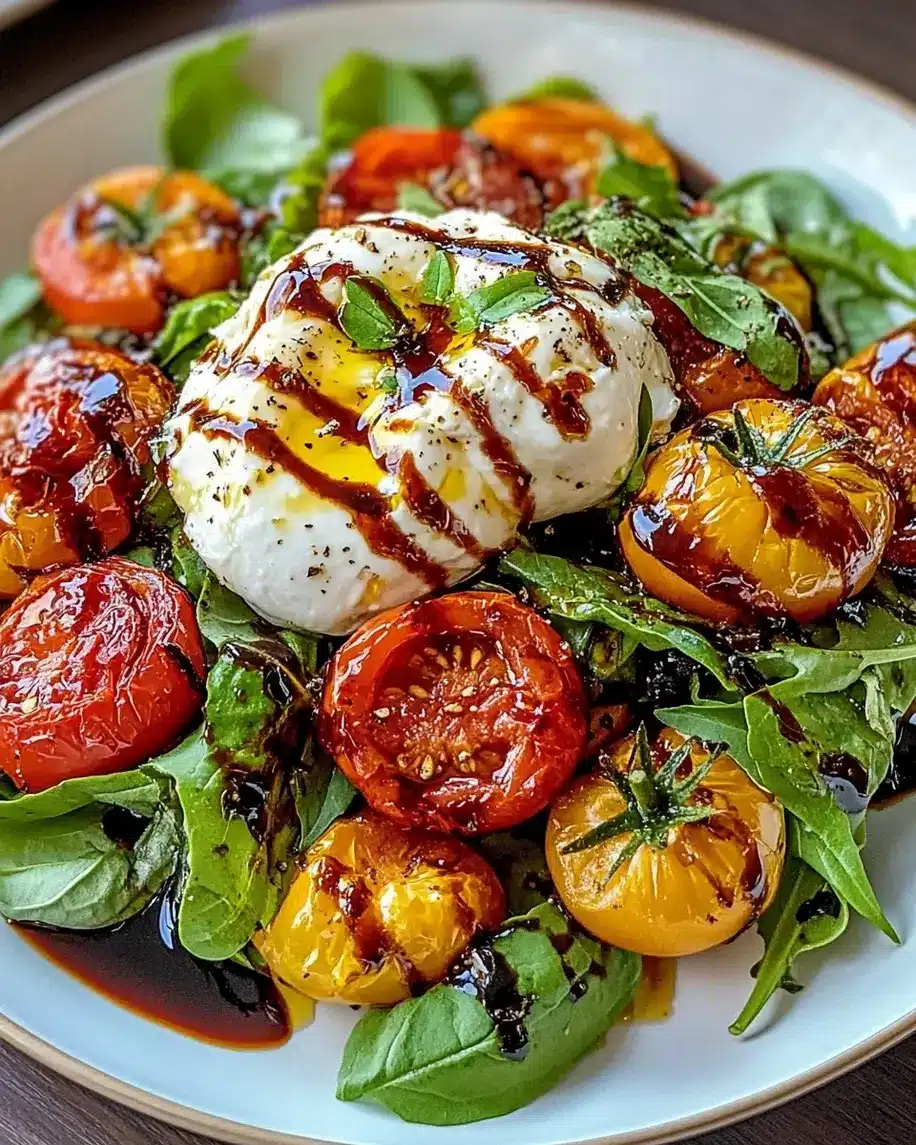 Oven Roasted Tomatoes Burrata Salad