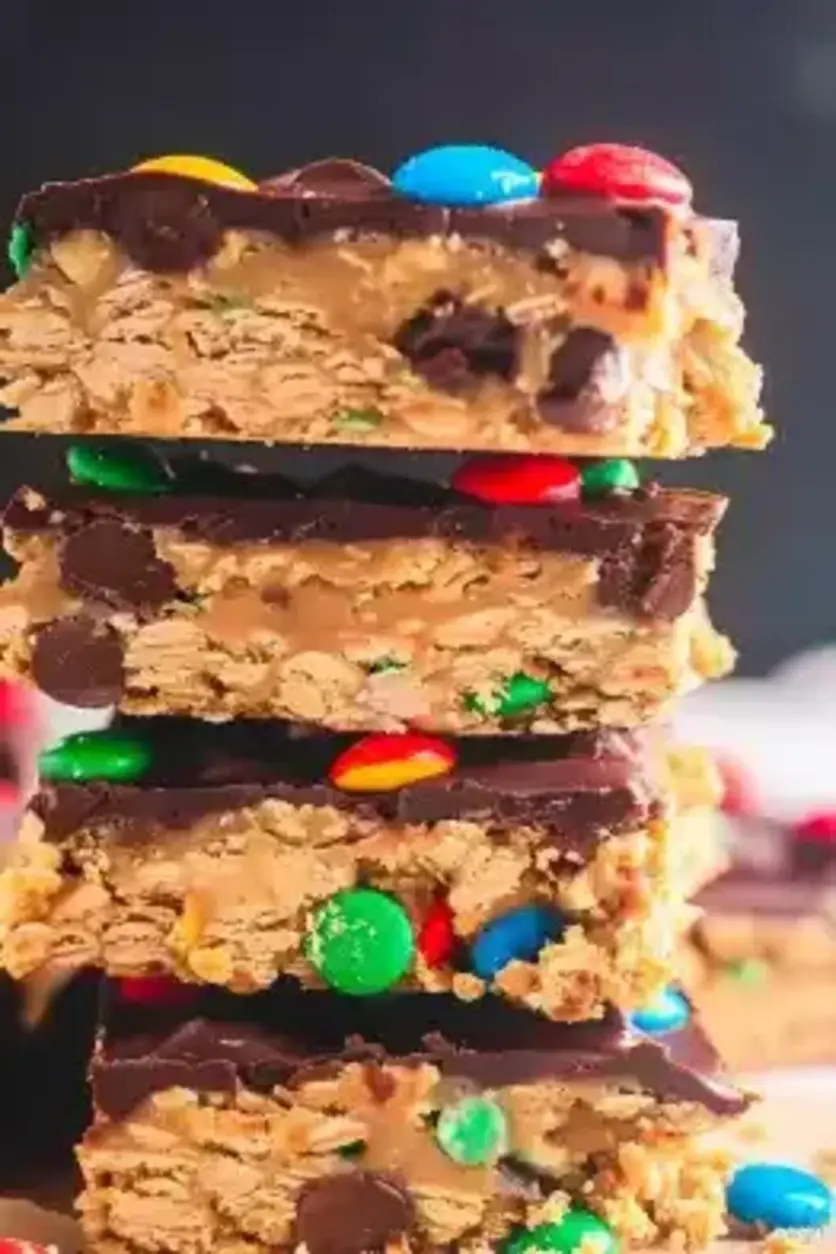 No Bake Monster Cookie Bars Easy Delicious