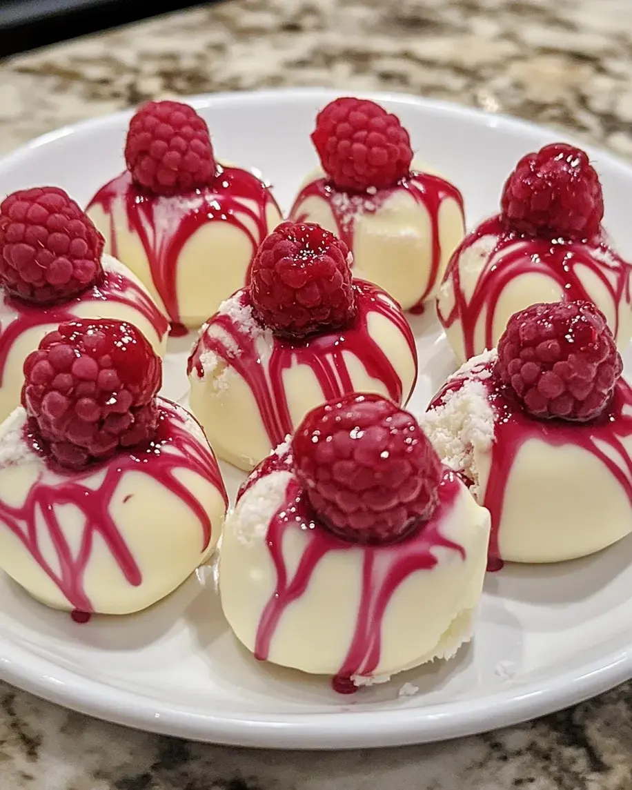 White Chocolate Raspberry Cheesecake Balls