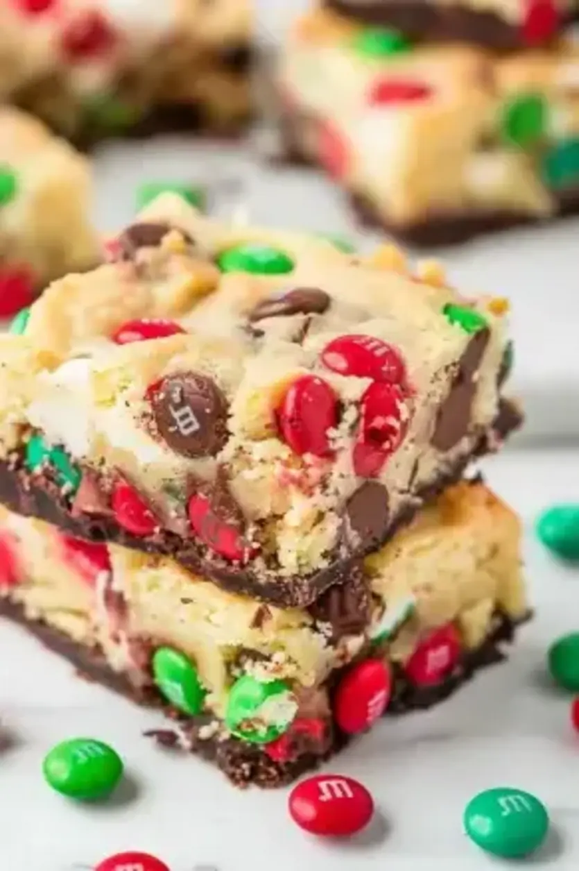 Festive MM Cheesecake Bars Holiday Treats