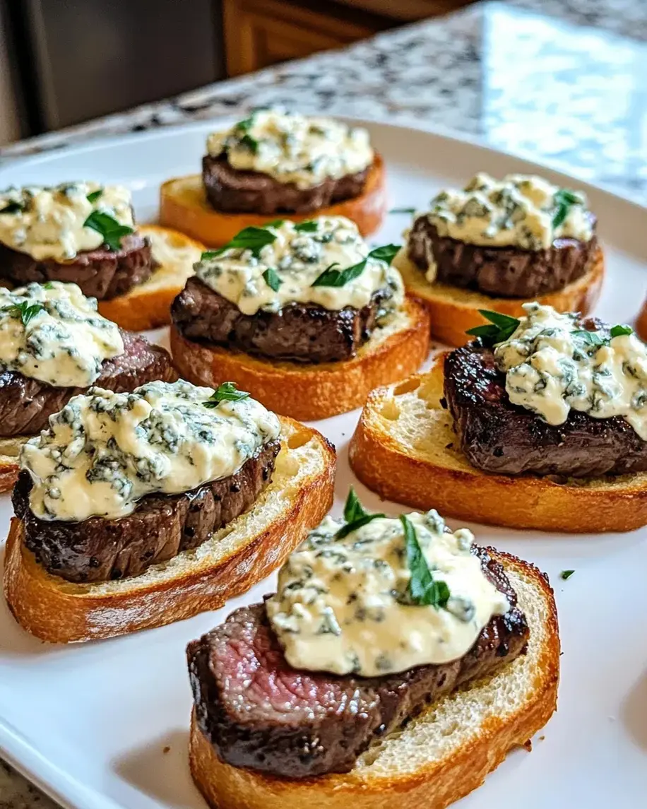 Beef Tenderloin Gorgonzola Crostini
