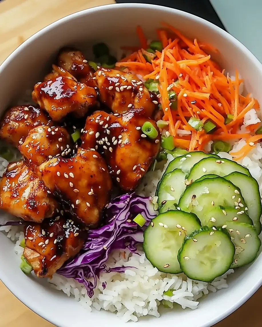 Sweet chili chicken rice bowls with chicken thighs