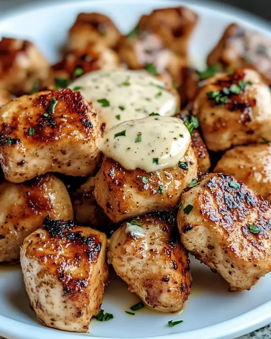 Grilled Chicken Bites with Creamy Garlic Sauce