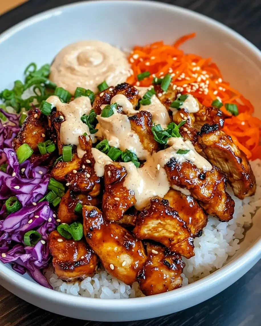 Korean BBQ Chicken Bowls with Gochujang Cream Sauce