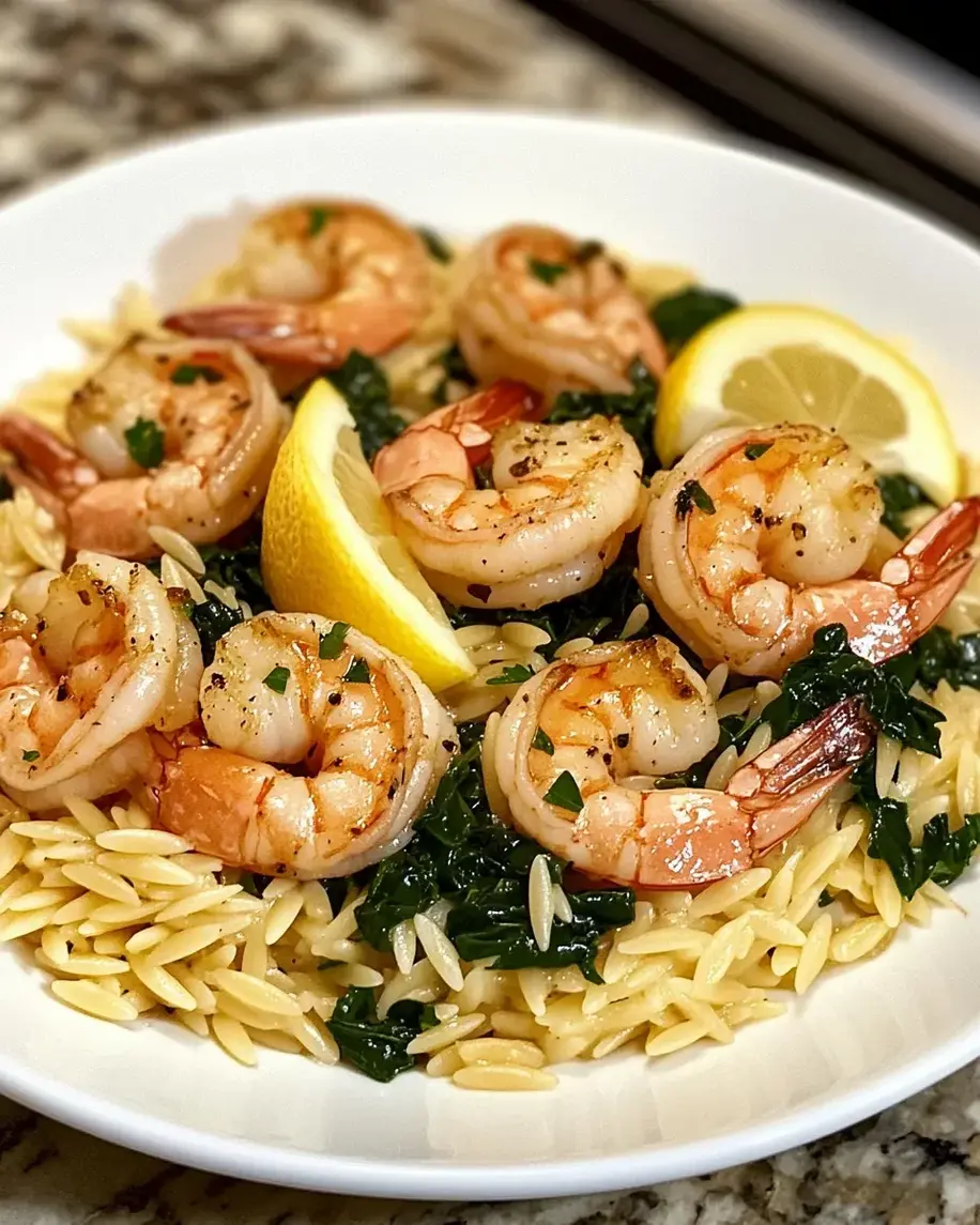 Lemon garlic shrimp with spinach orzo transforms dinner