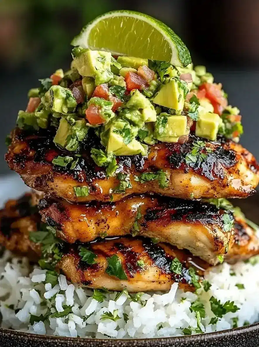 Honey Lime Chicken and Avocado Rice Stack