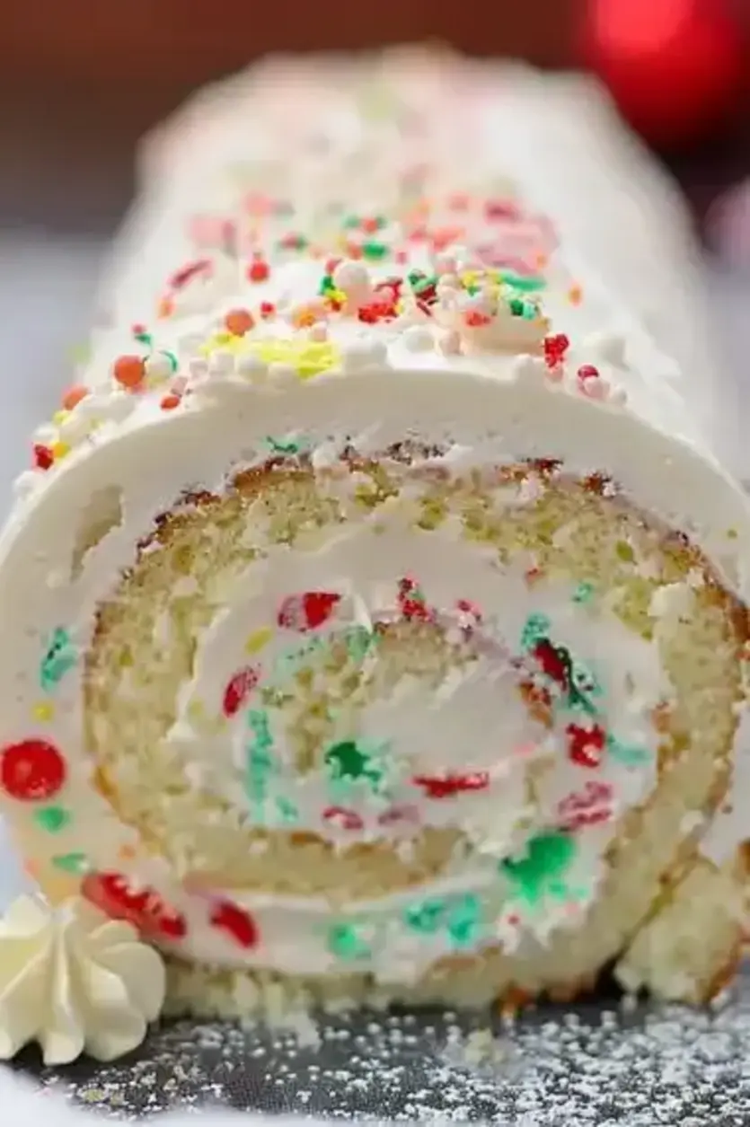 Festive Vanilla Christmas Roll Cake