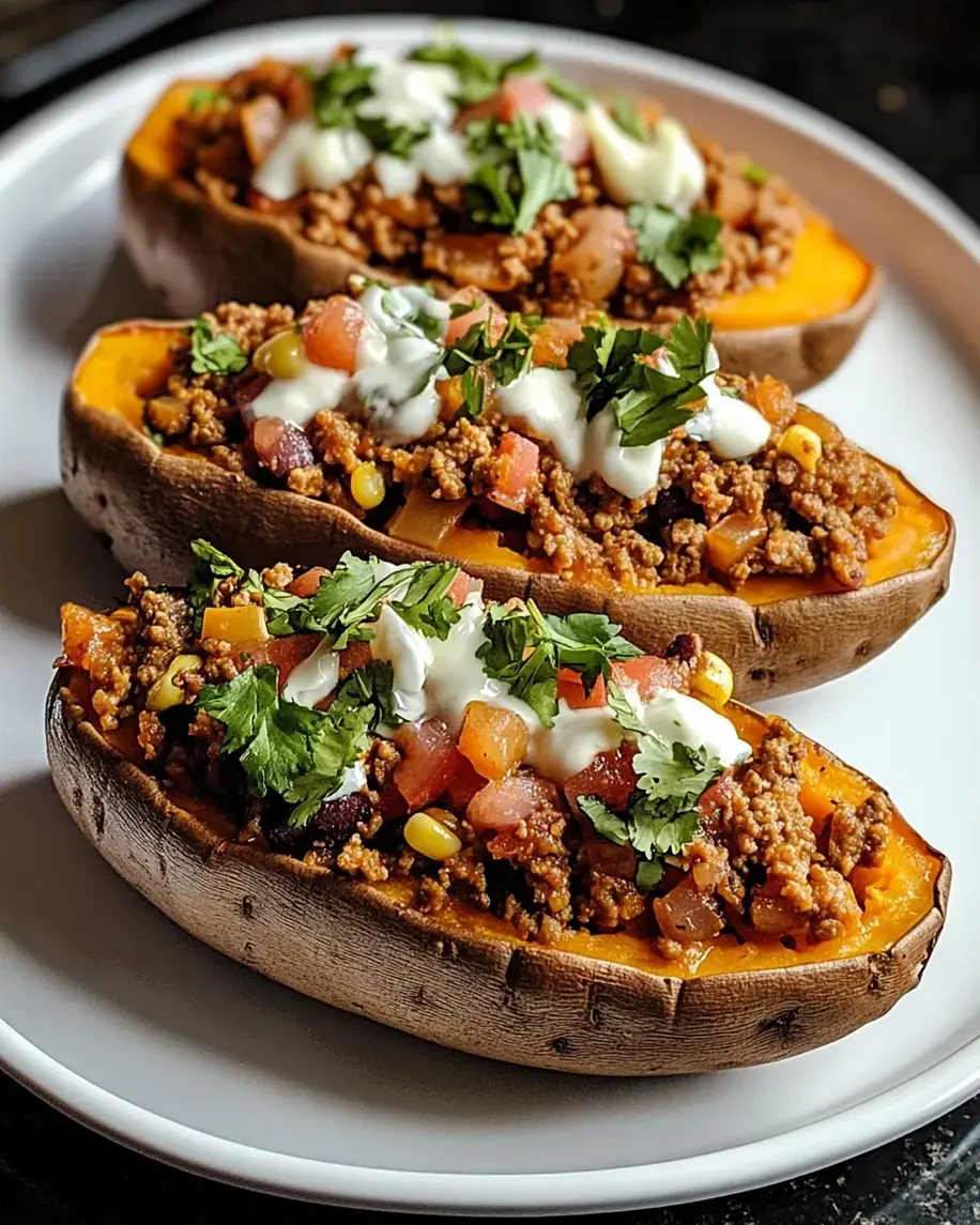 Ground Turkey Stuffed Sweet Potatoes